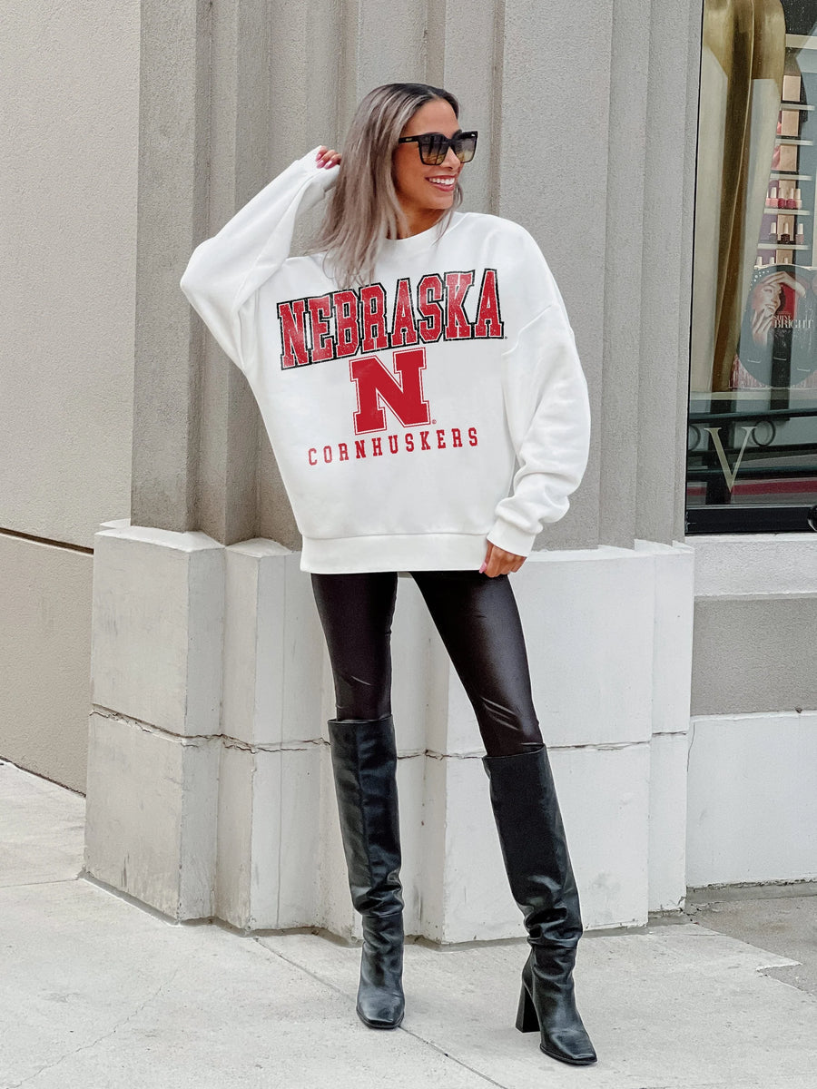 Nebraska Cornhuskers Crewneck Women's Sweatshirt | White