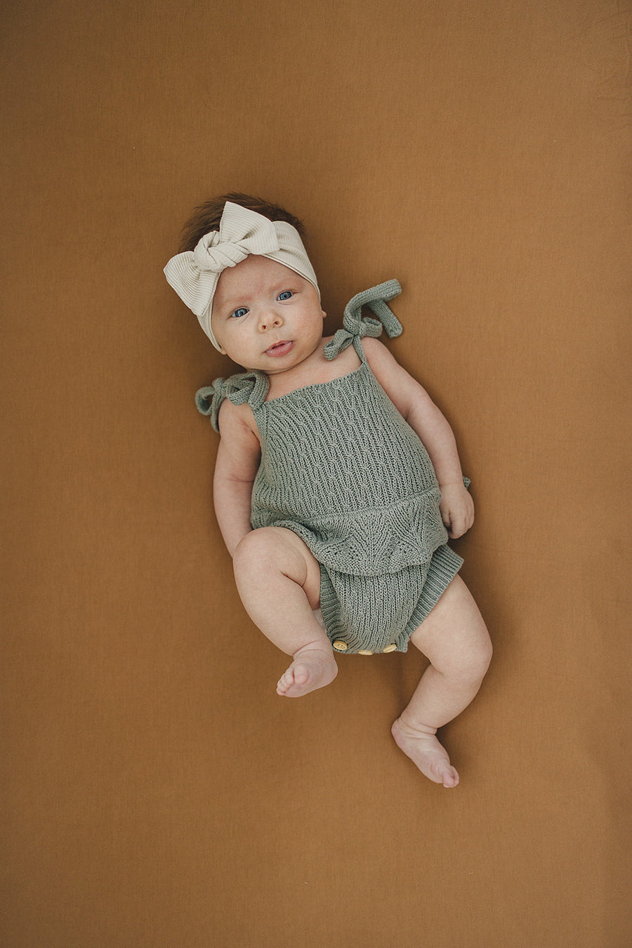 MEBIE BABY Sage Ruffle Knit Bubble Romper (COLLECTIVE)