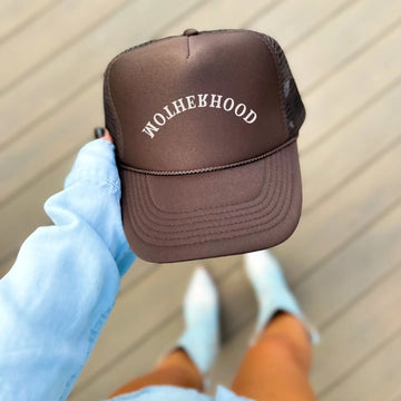 MOTHERHOOD UPSIDE DOWN TRUCKER HAT | BROWN