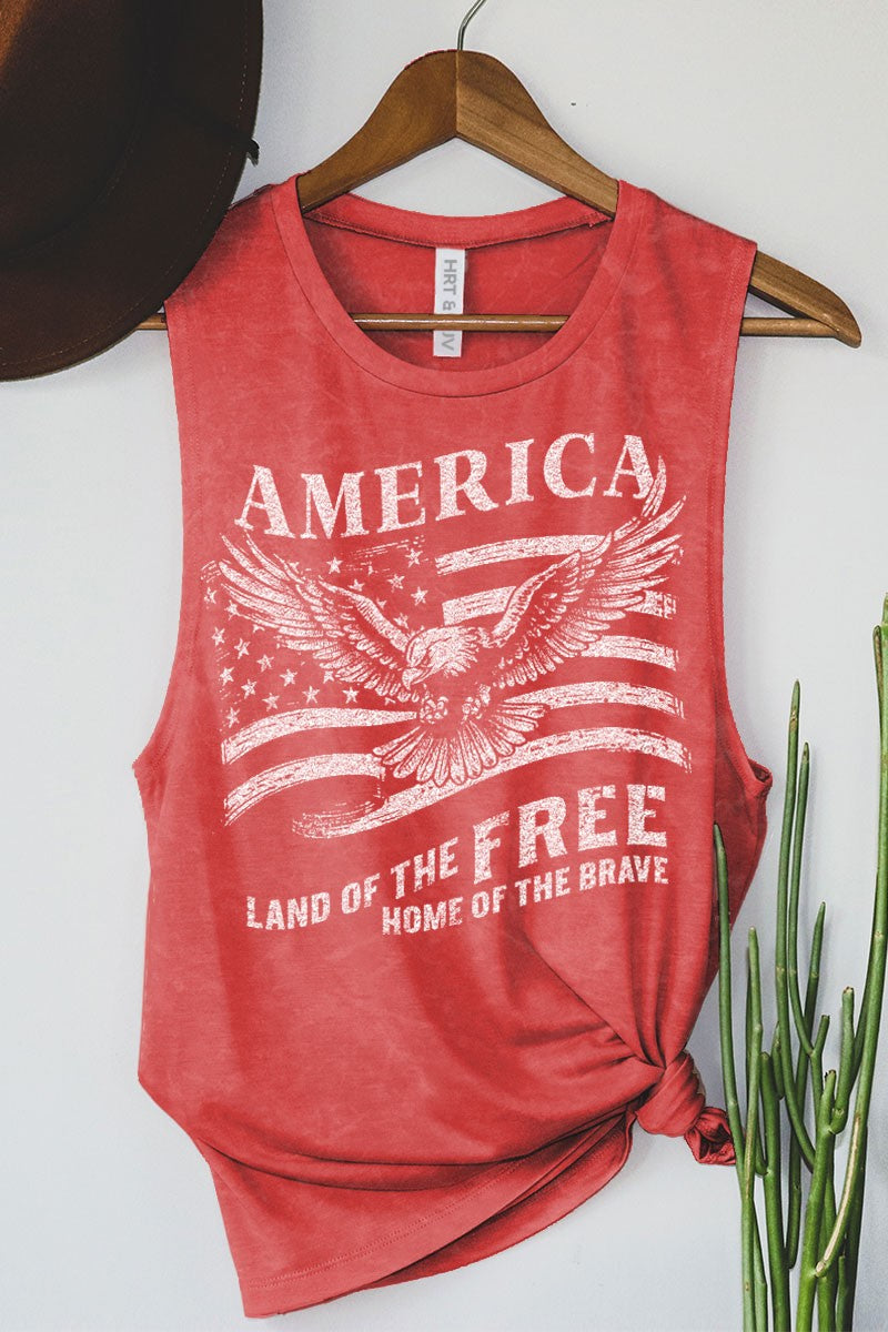 America Land of the Free Tank | VINTAGE RED