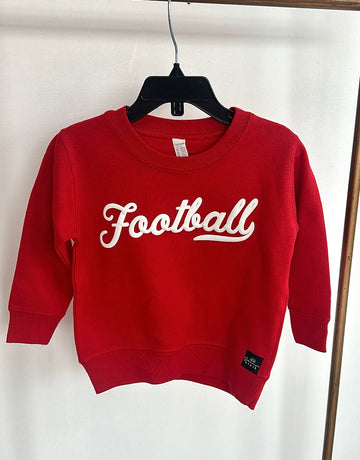 Football Puff Print Red Sweatshirt | Toddler + Youth