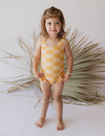 FOREVER FRENCH Sunny Checker | Girl Sleeveless Swimsuit (COLLECTIVE)