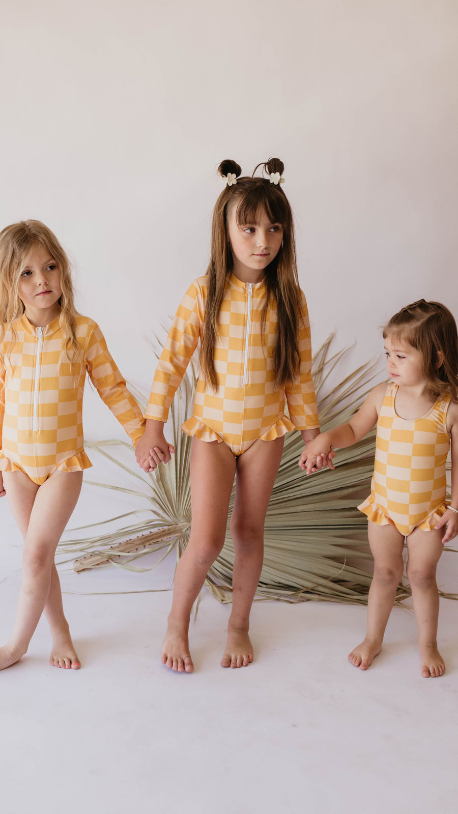 FOREVER FRENCH Sunny Checker | Girl Long Sleeve Swimsuit (COLLECTIVE)