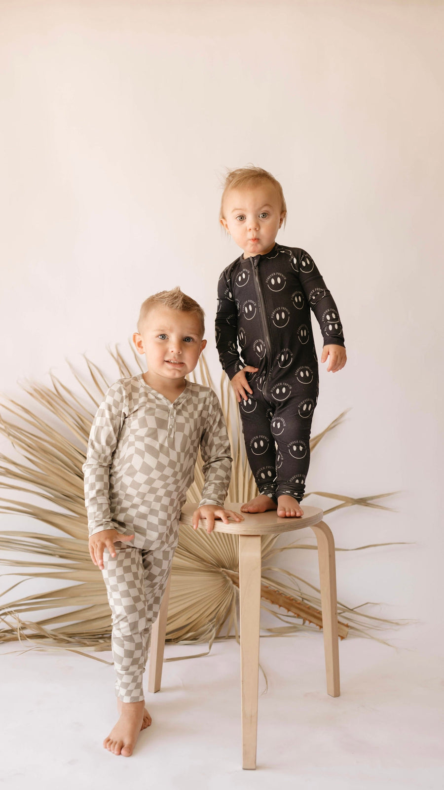 FOREVER FRENCH Charcoal & White FF Smile | Bamboo Zip Pajama (COLLECTIVE)