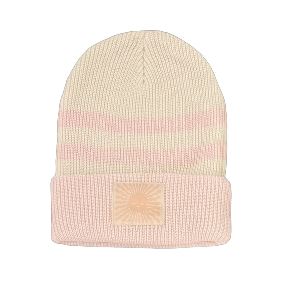 TINY WHALES POSITIVE VIBES 23 BEANIE | NATURAL/FADED PINK