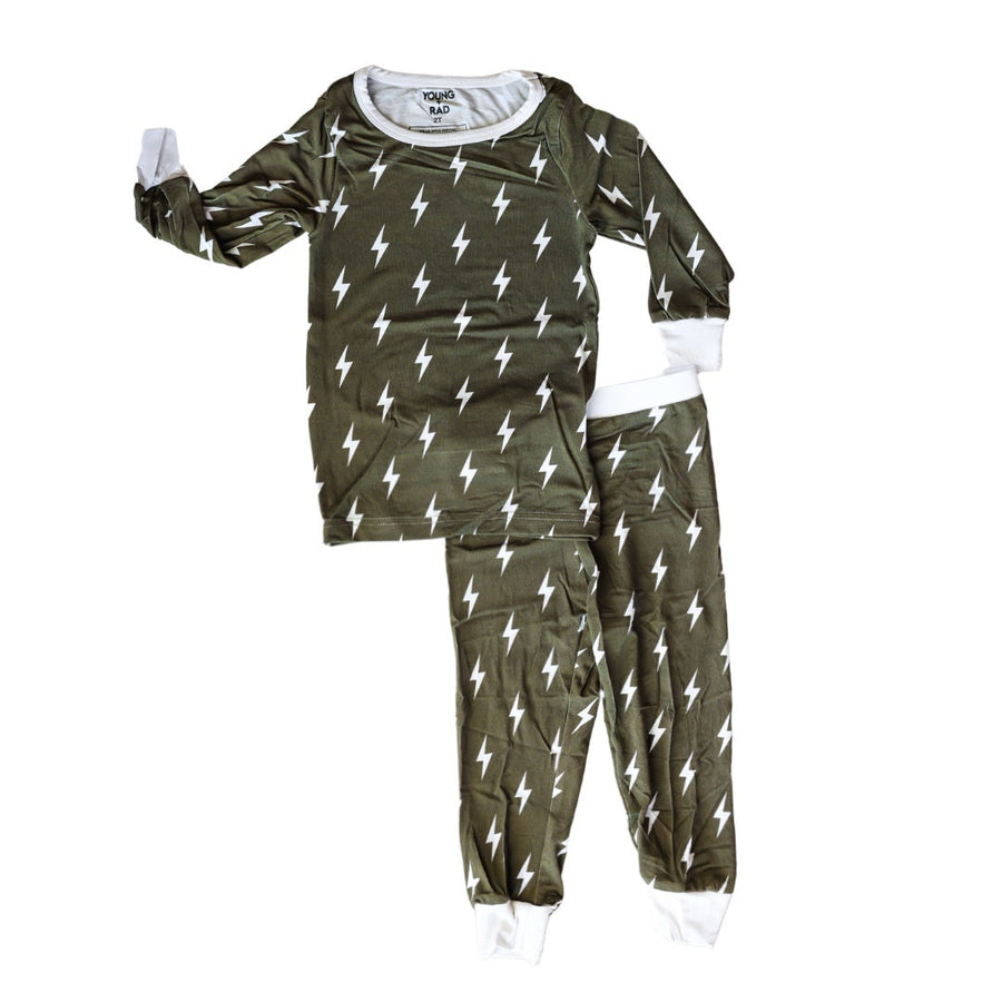 YOUNG + RAD Olive Bolt 2-Piece Bamboo Jammies (COLLECTIVE)