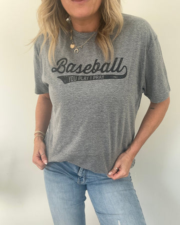 TAKE ME OUT TO THE BALLPARK BASEBALL TEE | GRAY