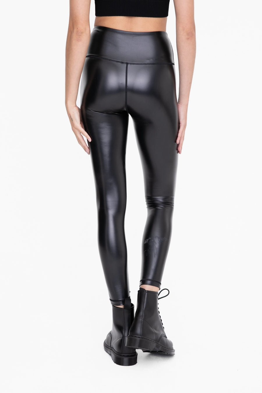 NALA GLOSSY LIQUID HIGH WAISTED WOMEN'S LEGGINGS | BLACK