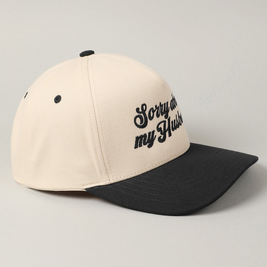 SORRY ABOUT MY HUSBAND SCRIPT HAT | BLACK