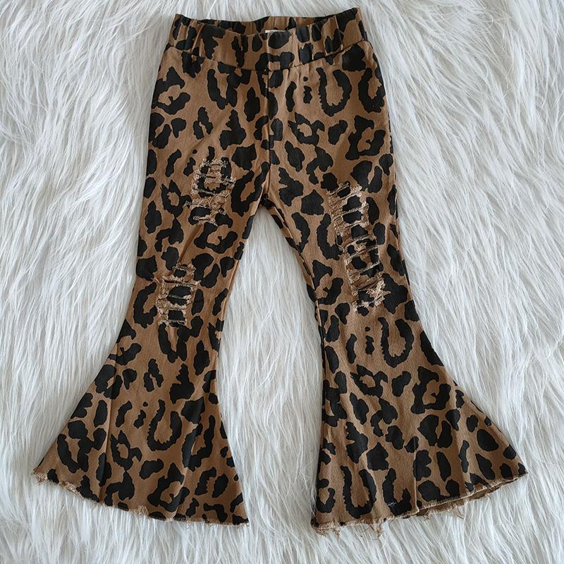 ALEXA BELL BOTTOM DENIM JEANS | LEOPARD