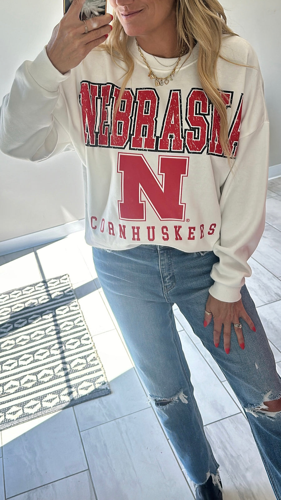 Nebraska Cornhuskers Crewneck Women's Sweatshirt | White