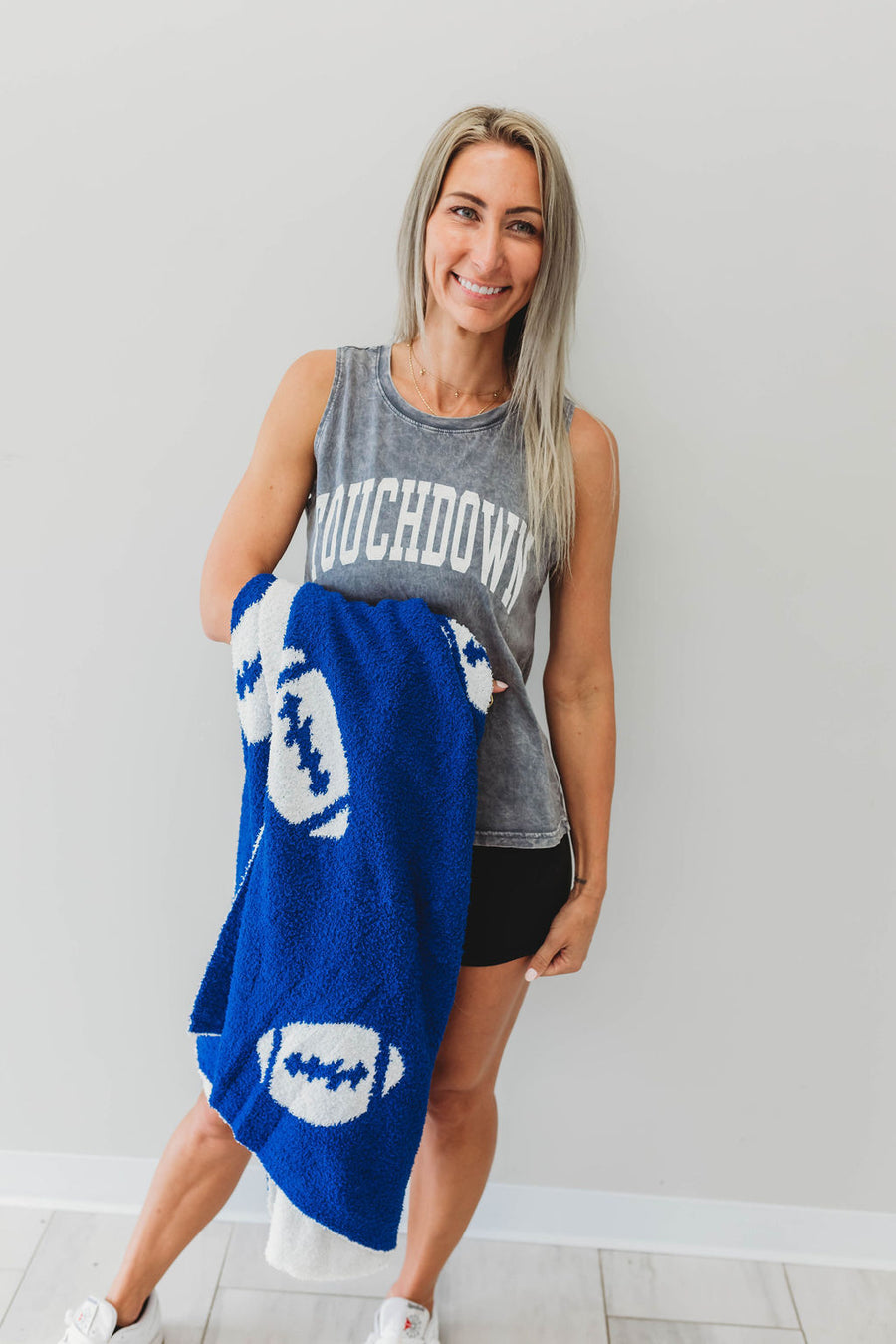 TOUCHDOWN FOOTBALL BLANKET | BLUE