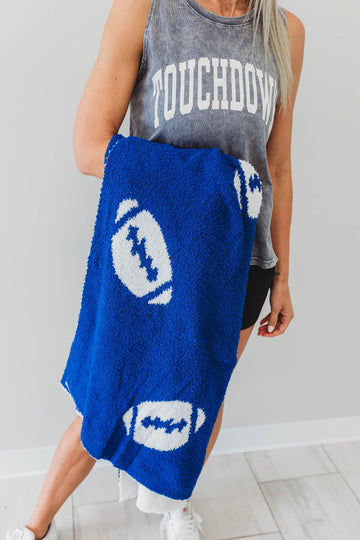 TOUCHDOWN FOOTBALL BLANKET | BLUE