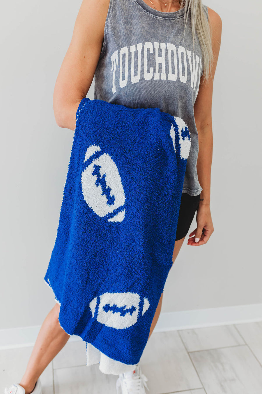 TOUCHDOWN FOOTBALL BLANKET | BLUE