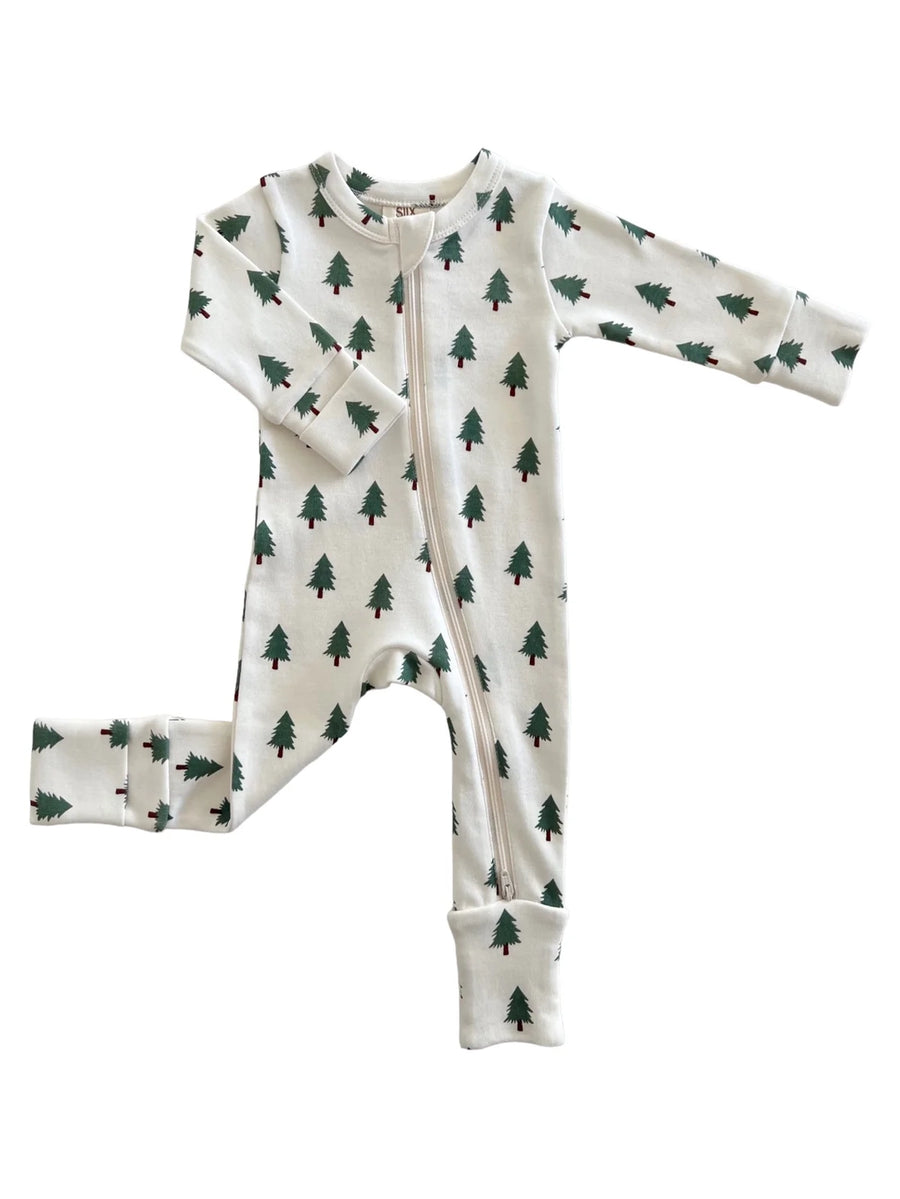 TREES ORGANIC TWO-WAY ZIP ROMPER | WHITE