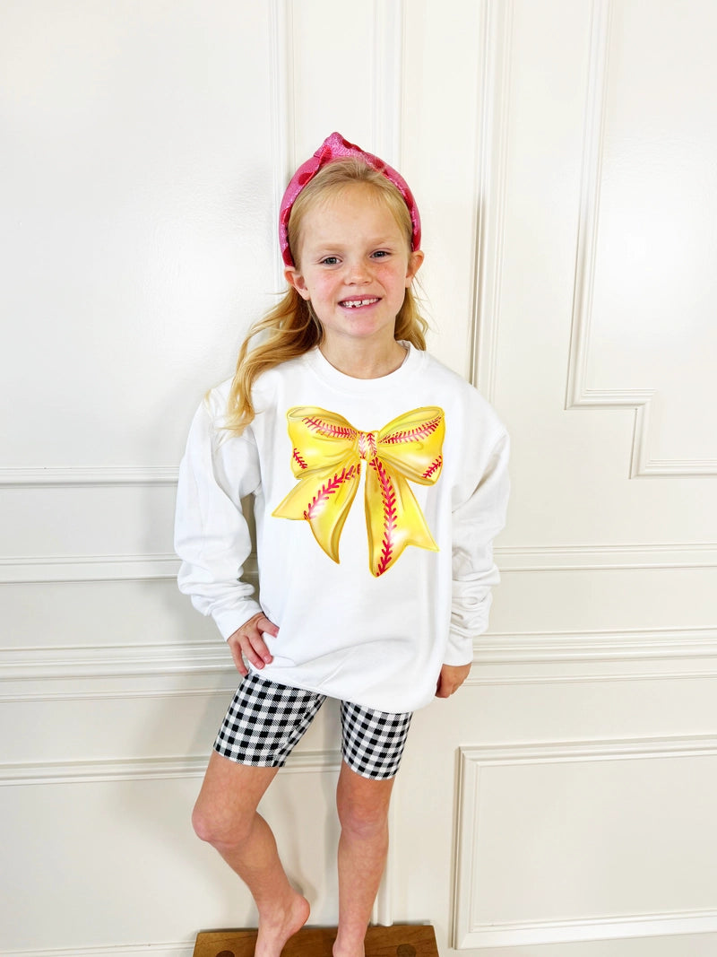 (PRE-ORDER) SOFTBALL BOW SWEATSHIRT | YOUTH + ADULT