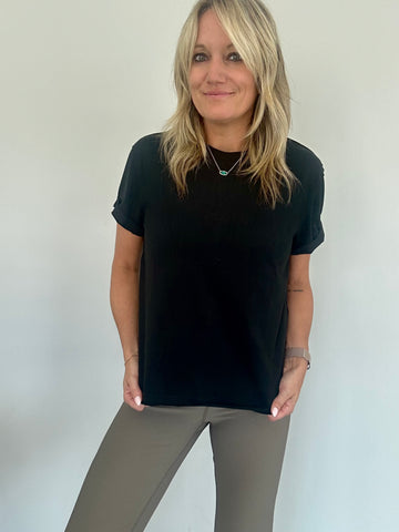SAMARA ROLLED SLEEVE WOMEN'S TEE | BLACK