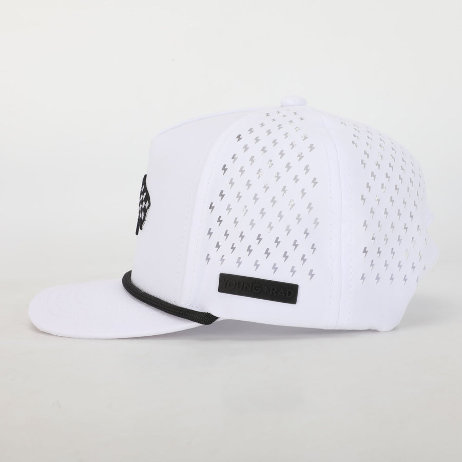 YOUNG + RAD FINISH LINE WHITE ADVENTURE SNAPBACK // (COLLECTIVE)