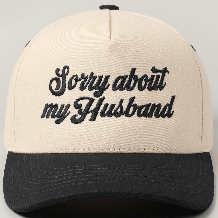 SORRY ABOUT MY HUSBAND SCRIPT HAT | BLACK