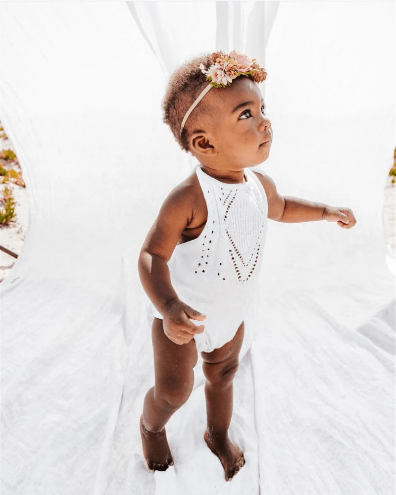 BAILEY'S BLOSSOMS Drake Crochet Halter Romper - Gardenia (COLLECTIVE)
