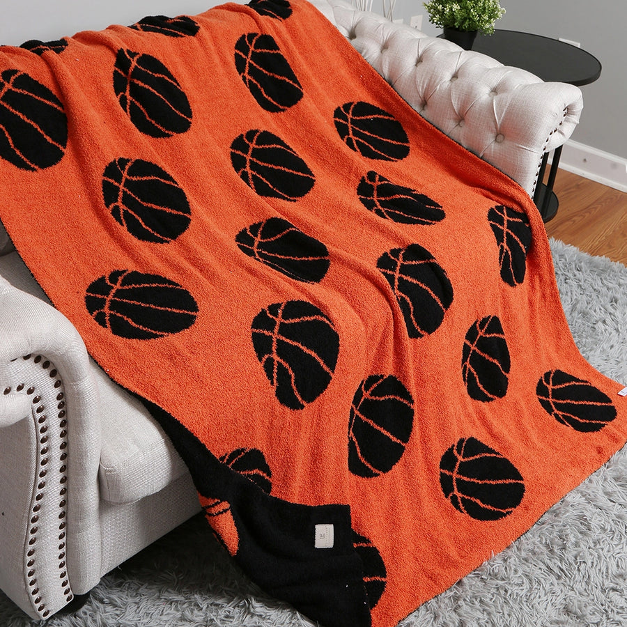 (PRE-ORDER) BASKETBALL PLUSH BLANKET | BLACK ORANGE