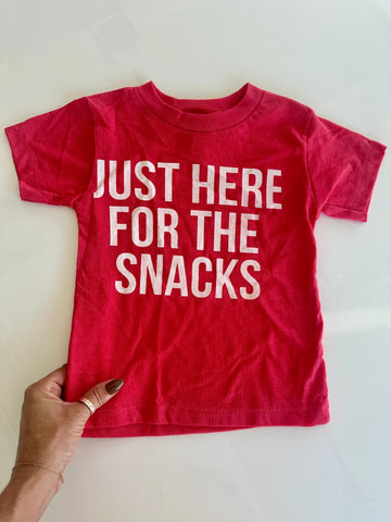 HAPPY KIDS CO JUST HERE FOR THE SNACKS KID'S TEE | RED