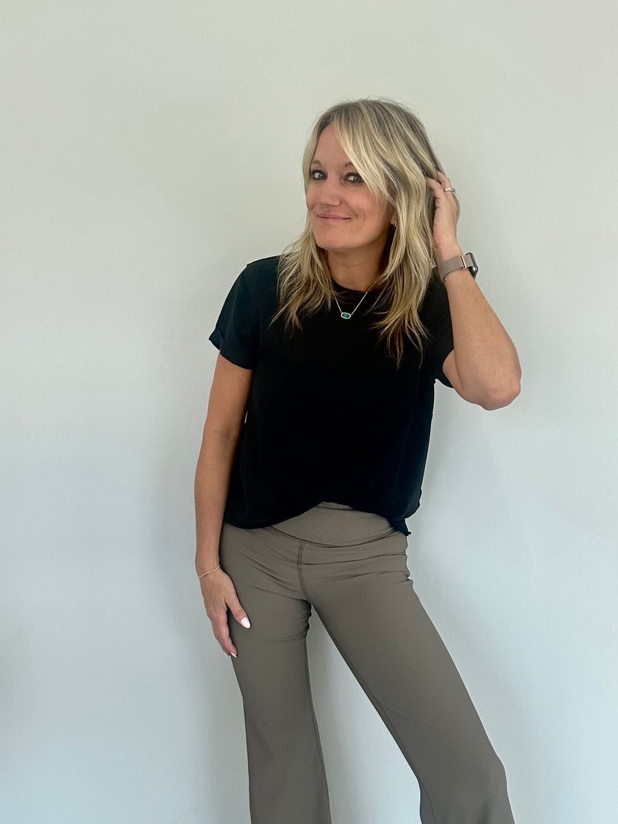 SAMARA ROLLED SLEEVE WOMEN'S TEE | BLACK