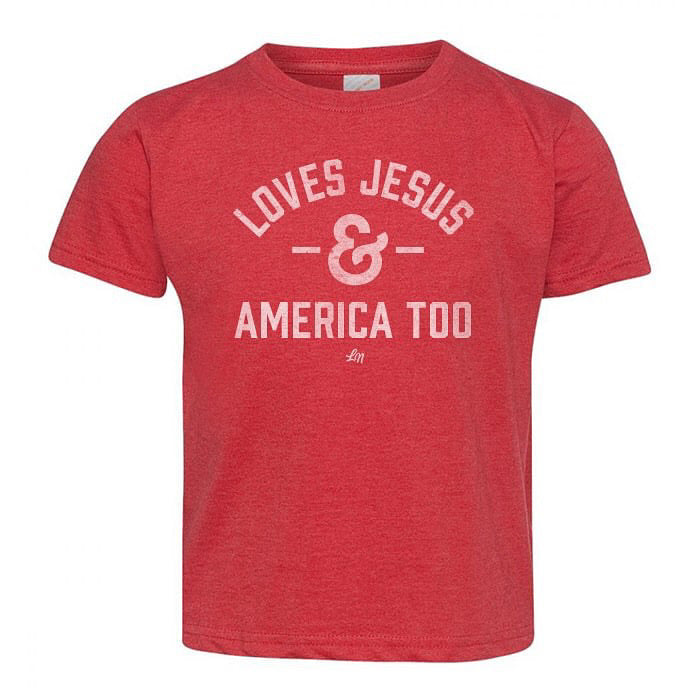 LEDGER  LOVES JESUS + AMERICA TOO TEE | YOUTH + TODDLER + ADULT