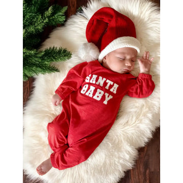 SANTA BABY BABY ROMPER | RED