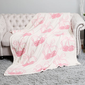 (PRE-ORDER) PUT A CHERRY ON TOP PLUSH THROW BLANKET | PINK + CREAM