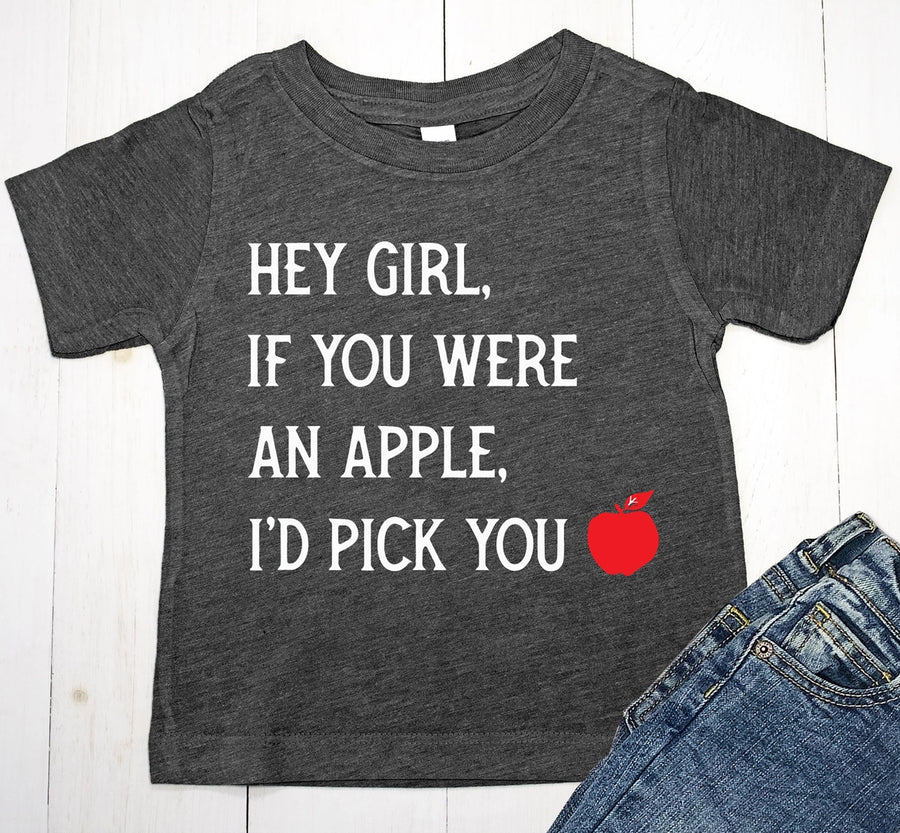 I'd Pick You Apple Tee | Charcoal Grey