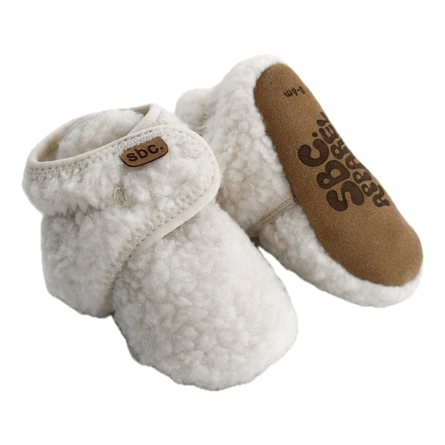 SHORE BABY The Newborn Sherpa Bootie — Vanilla (COLLECTIVE)