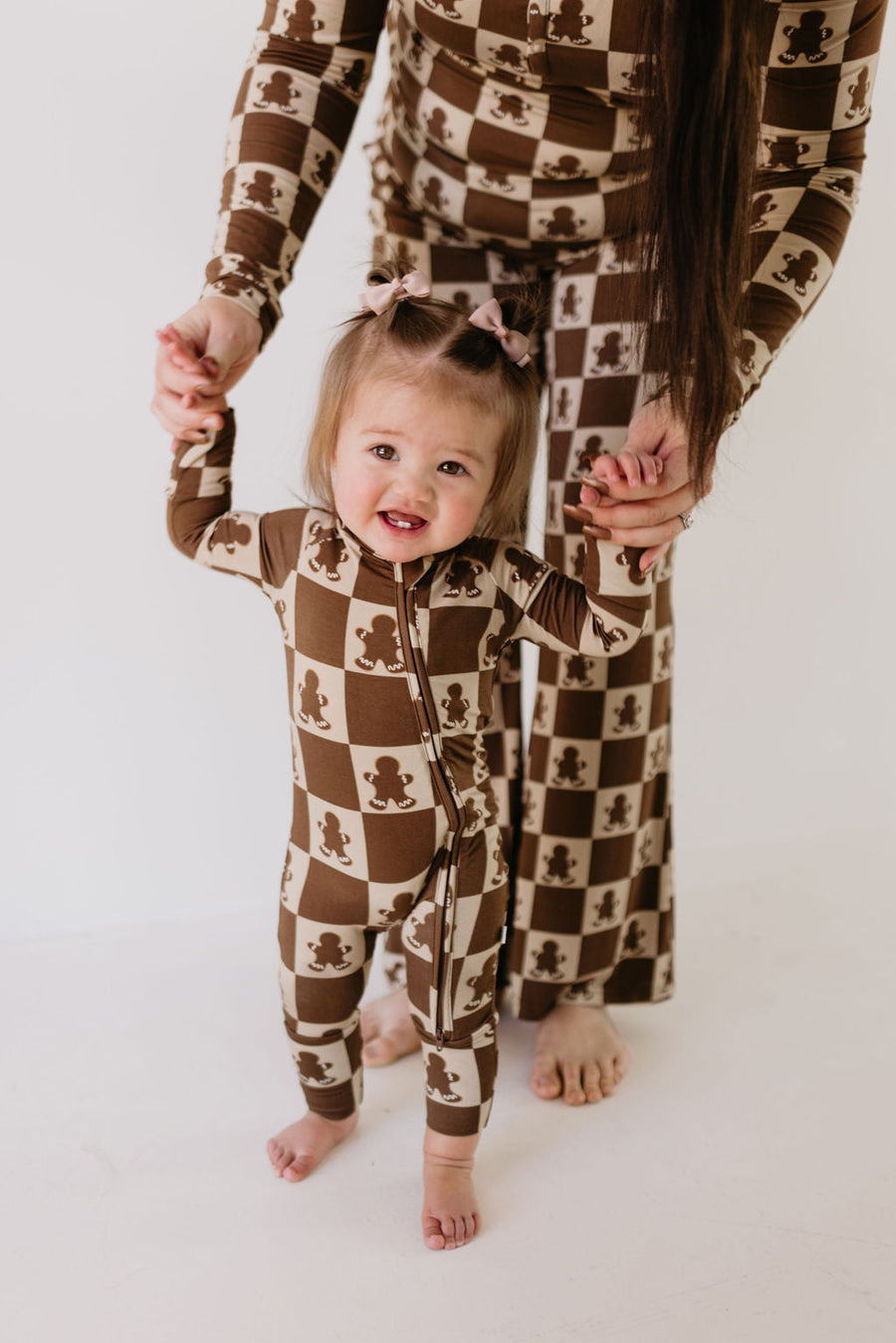Bamboo Zip Pajamas | Gingerbread Checkerboard 2024