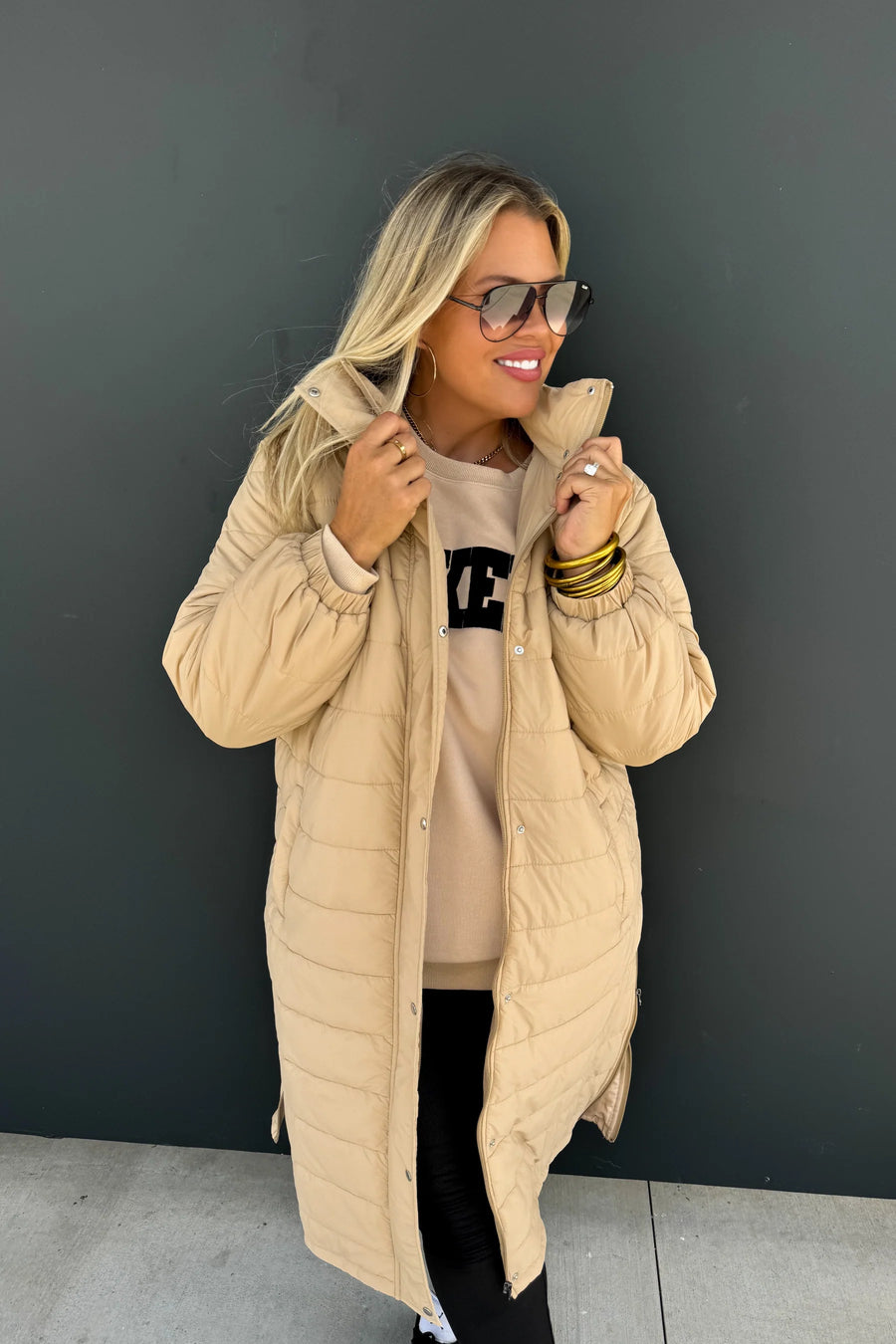 LENNON LONG PUFFER JACKET | TAN