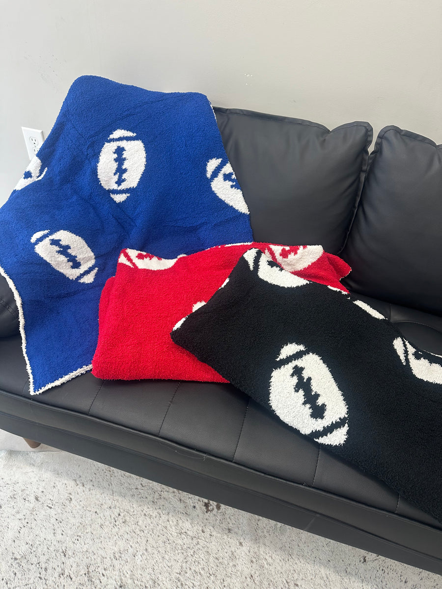 TOUCHDOWN FOOTBALL BLANKET | BLACK