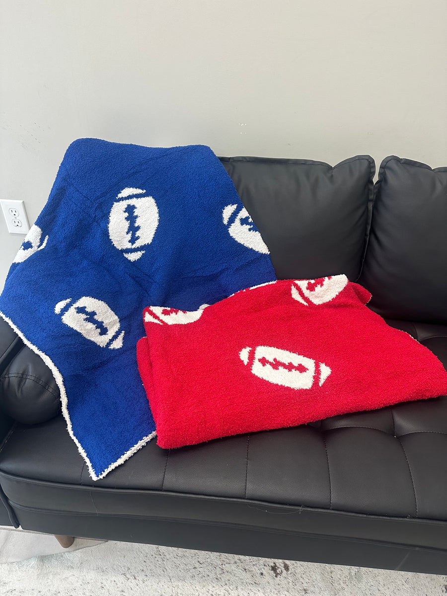 TOUCHDOWN FOOTBALL BLANKET | BLUE