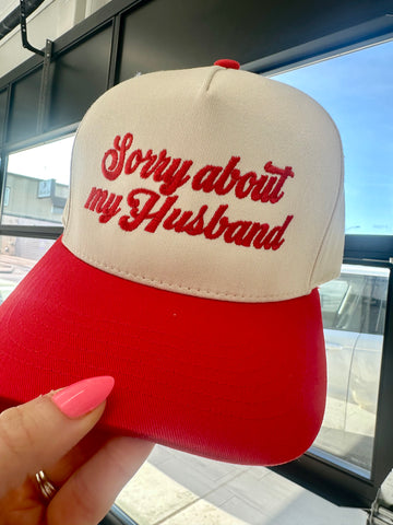 SORRY ABOUT MY HUSBAND SCRIPT HAT | RED