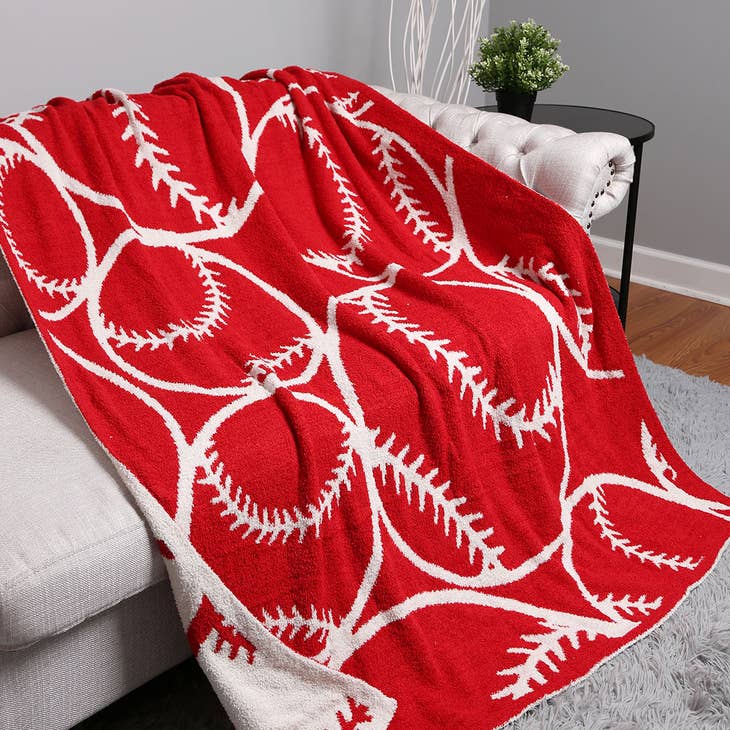 (PRE-ORDER) BASEBALL PLUSH BLANKET | RED