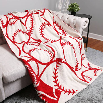 (PRE-ORDER) BASEBALL PLUSH BLANKET | RED