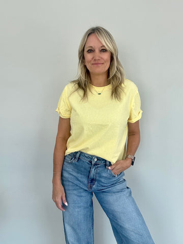 SAMARA ROLLED SLEEVE WOMEN'S TEE | LEMON