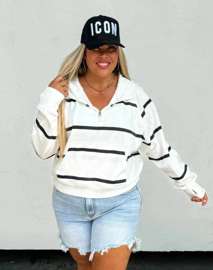 Summer Striped Easy Does It Pullover | White