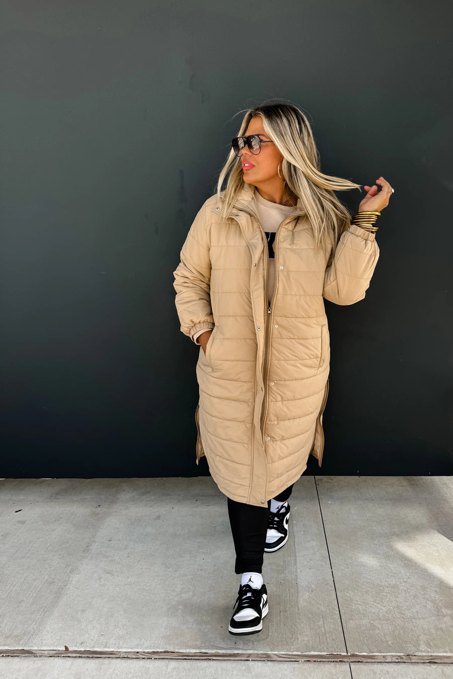 LENNON LONG PUFFER JACKET | TAN