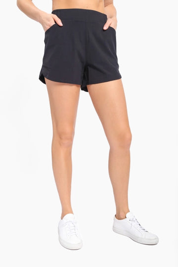 CARRIE ATHLEISURE SHORT WITH CURVED HEMLINE | BLACK