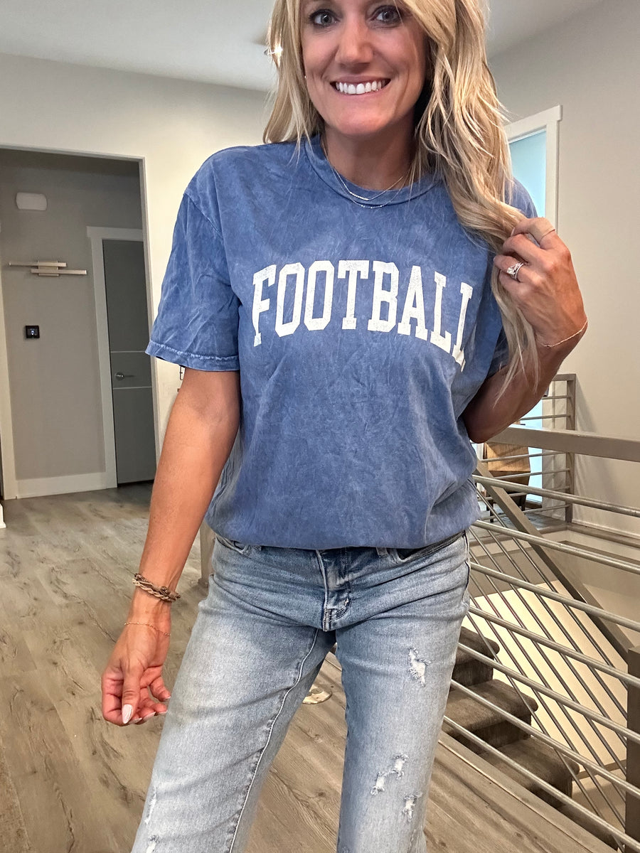 THE OC FOOTBALL MINERAL WASH T-SHIRT | BLUE