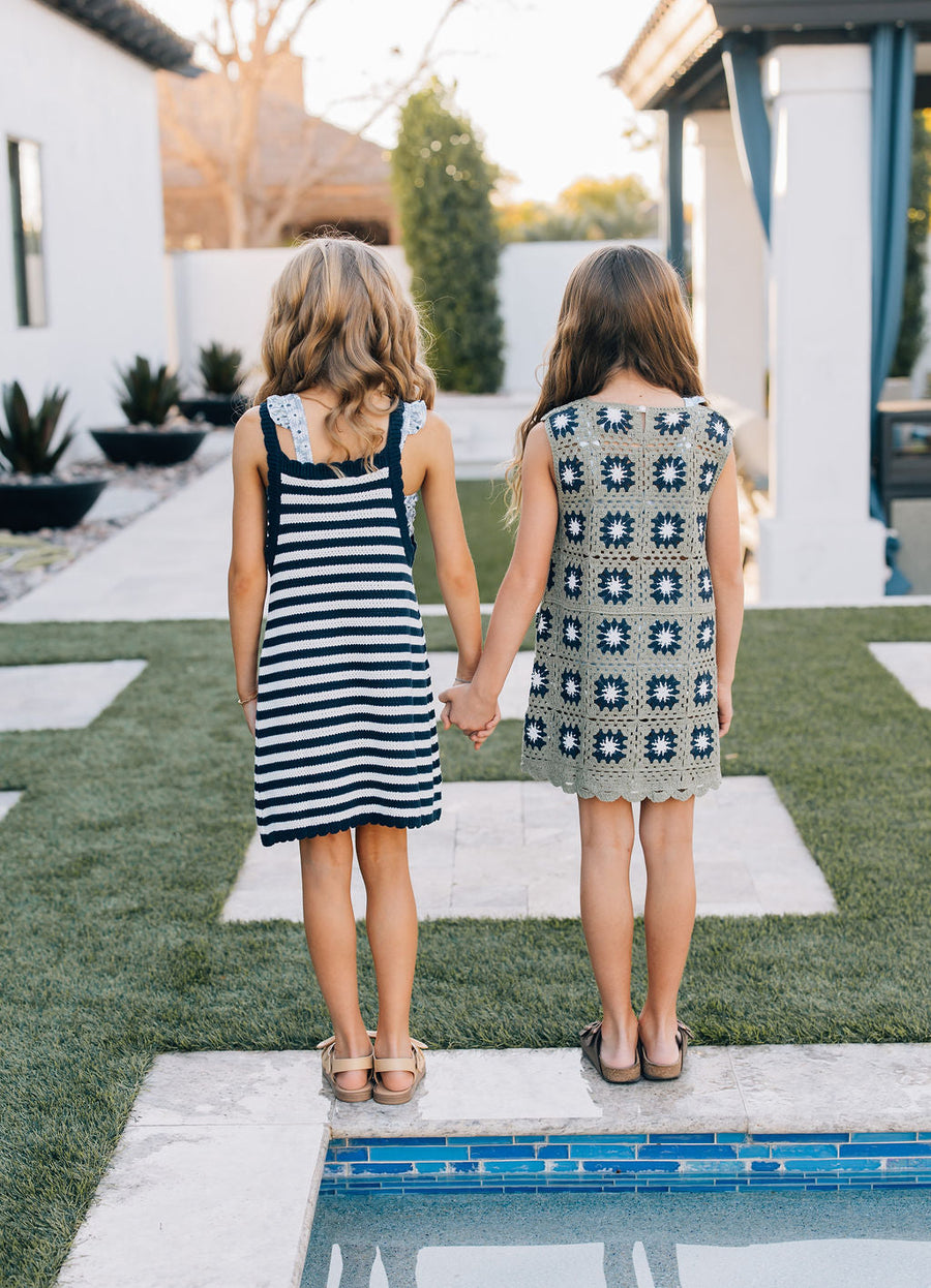 MEBIE BABY NAVY STRIPE KNIT TANK DRESS (COLLECTIVE)