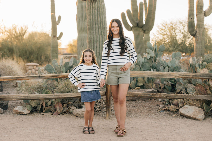 MEBIE BABY NAVY STRIPE KNIT SWEATER (COLLECTIVE)