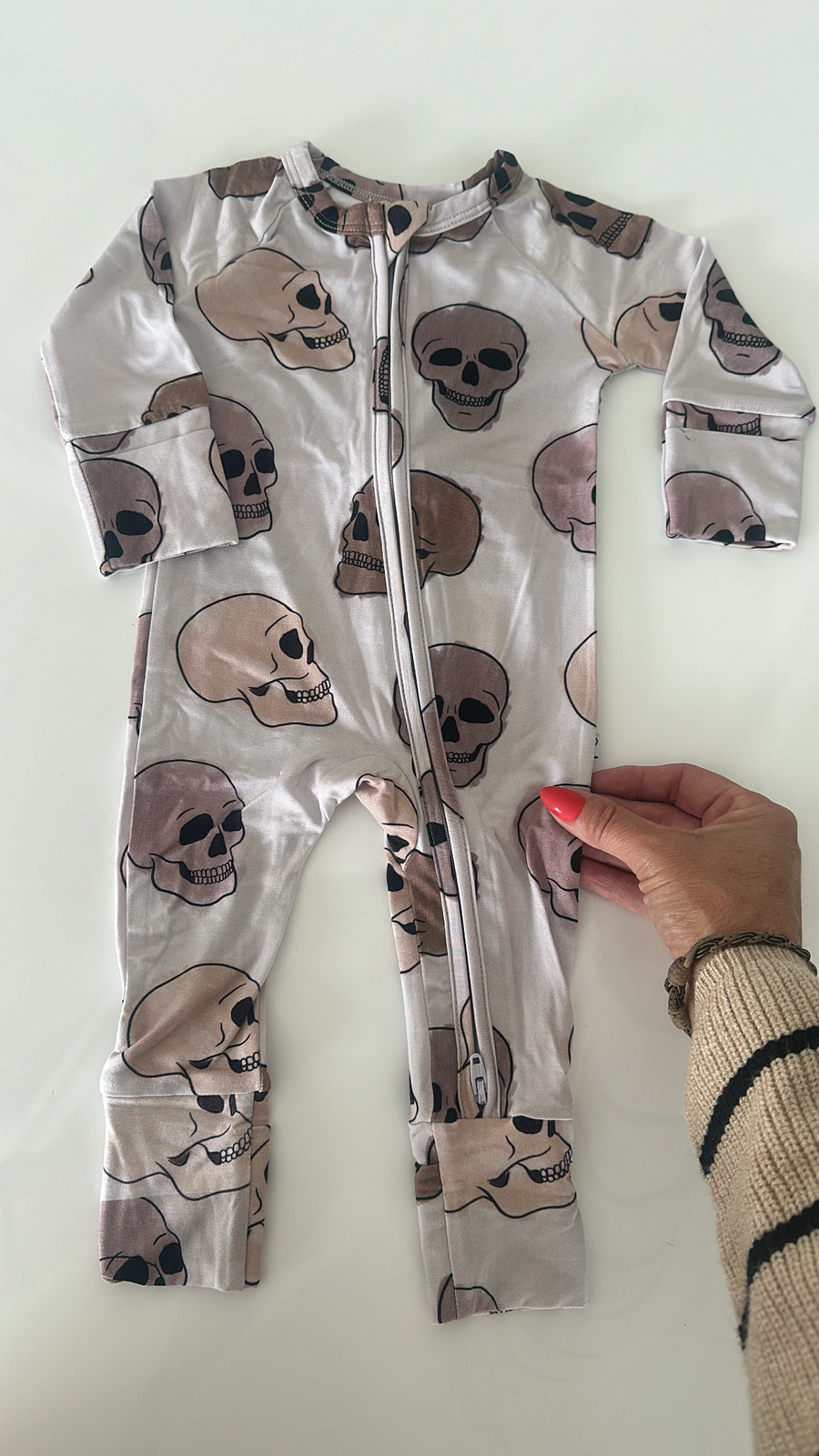 OLLC BAMBOO ROMPER | NEUTRAL SKULLS