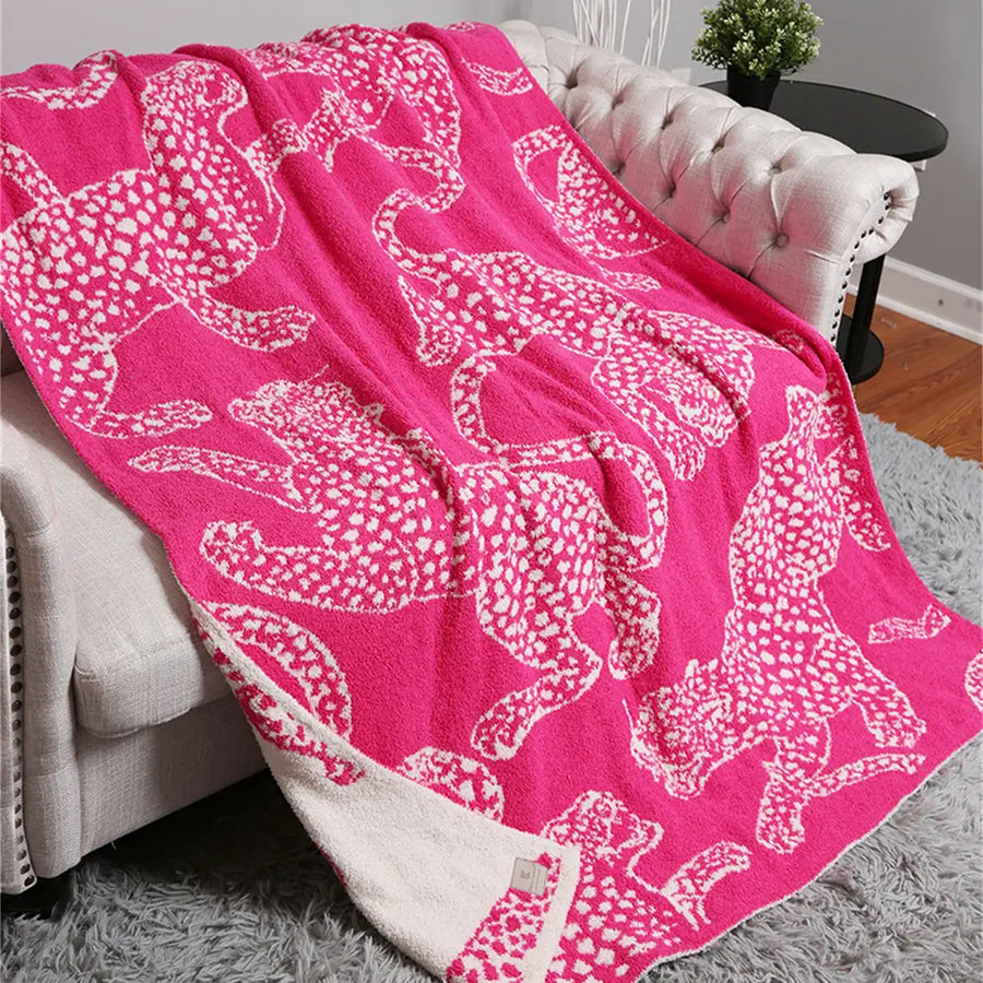 CHEETAH PLUSH BLANKET | PINK WHITE