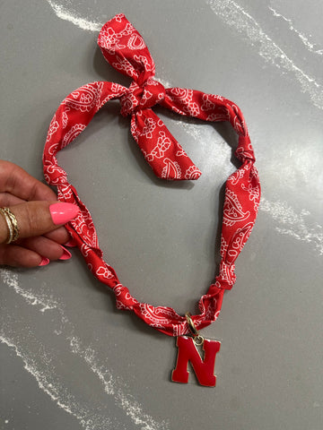 (PRE-ORDER) NEBRASKA HUSKERS LOGO BANDANA SCARF NECKLACE