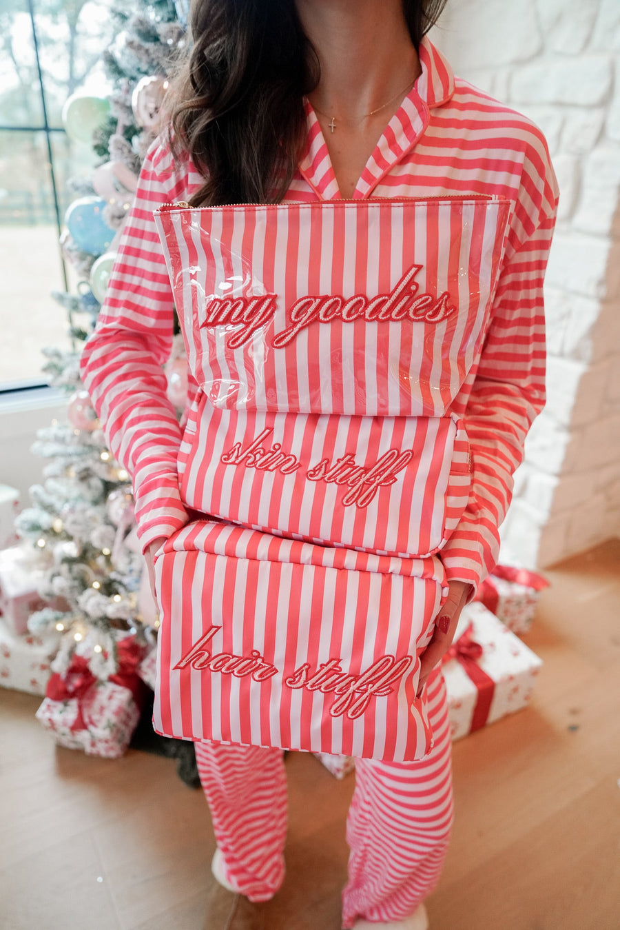 Pink & Red Stripes - Long Pajama Set